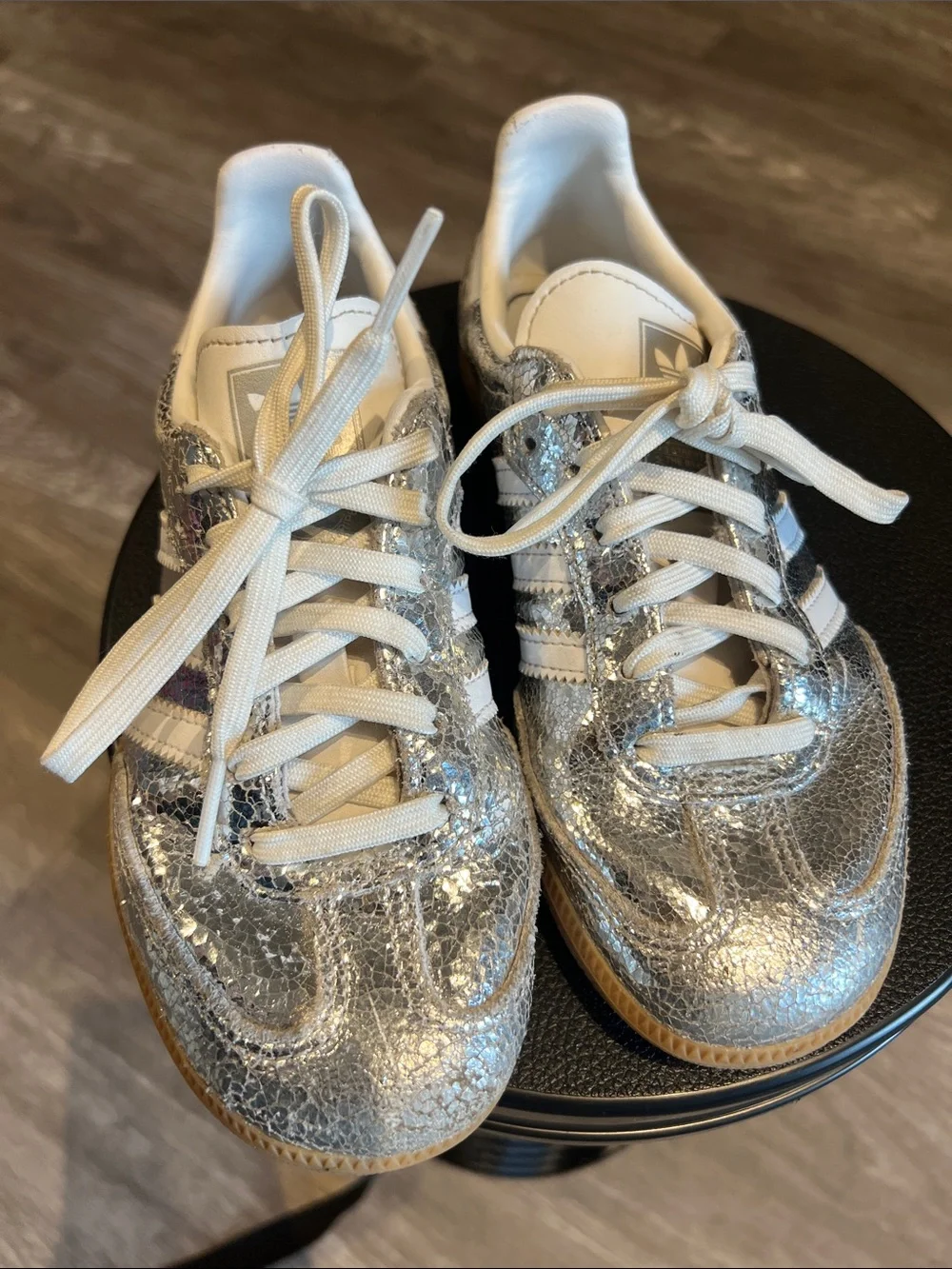 Adidas Kids Samba Silver and White Shoes